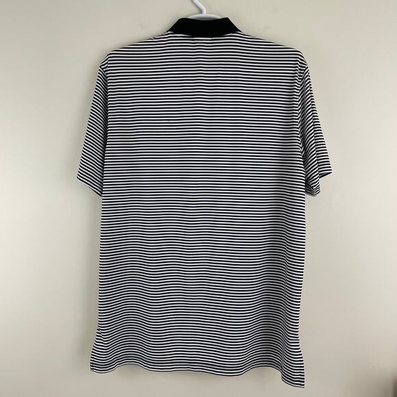 Peter Millar Summer Comfort Short Sleeve Polo Mens Sz XL Logo Black White Stripe - Picture 2 of 11